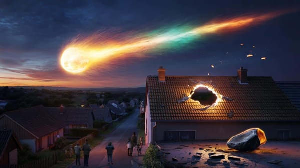 Ein Weltraum-Bolid durchquert den französischen Himmel, durchschlägt ein Dach und Meteoritenreste werden gefunden