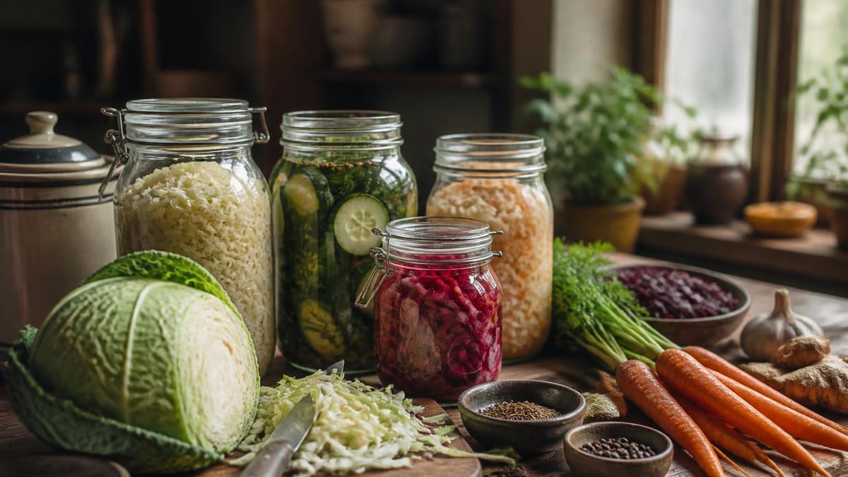 Gemüse, Getränke und Teig: Fermentation konserviert natürlich, schafft neue Aromen und stärkt die Verdauung. Praxisan
