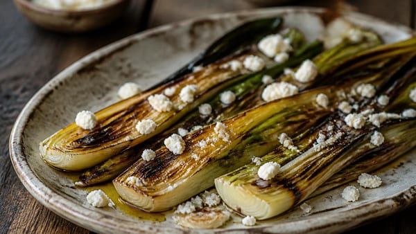 Gegrillter Lauch mit Feta und Honig: lecker und vegetarisch vom Grill