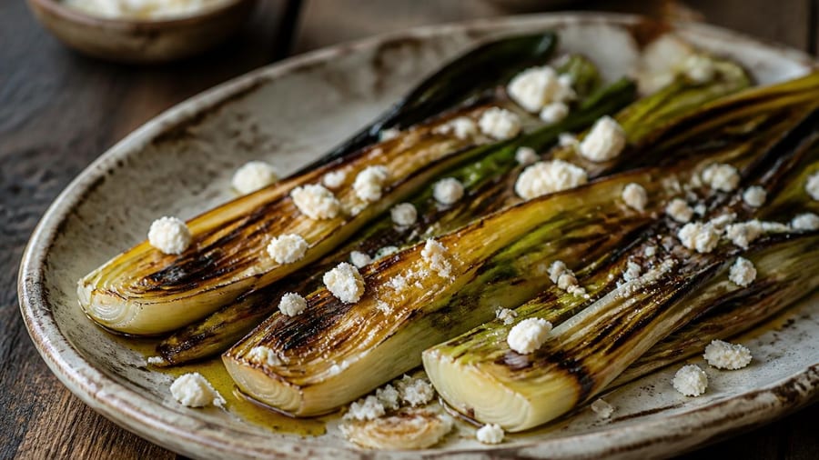 Gegrillter Lauch mit Feta und Honig: lecker und vegetarisch vom Grill