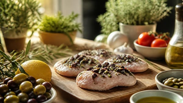 Hähnchen vom Grill: Das Rezept mit mediterraner Olivenkruste