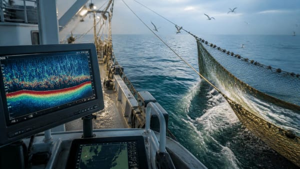 Sensoren, Echolote und digitale Systeme verändern die Fischerei – gezielter Fang, weniger Beifang, geschonte Bestände.
