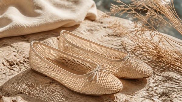 Mesh-Ballerinas verbinden Eleganz mit Atmungsaktivität und bieten eine geschlossene Alternative zu Sommersandalen.